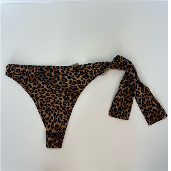 NWT Stone Fox Swim June Knotted Bikini Bottom, Leopard Print, Sahara, size XS - Picture 2 of 15